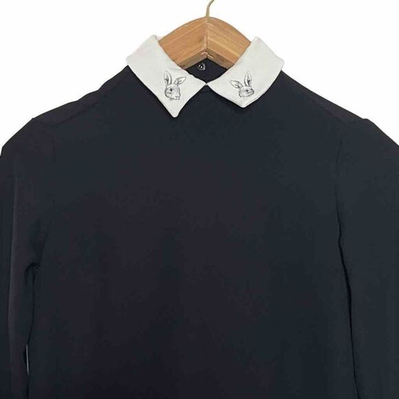 Victoria Beckham Target Bunny Collared Dress Black White Long Sleeve Size Extra - Picture 3 of 7